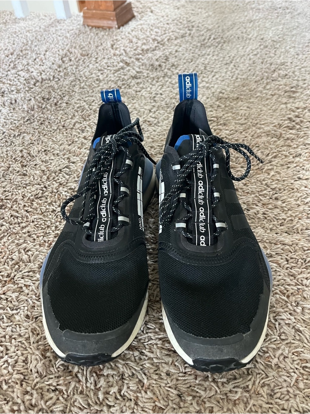 Men’s adidas NMD Black Sneakers with Blue Tabs size 10